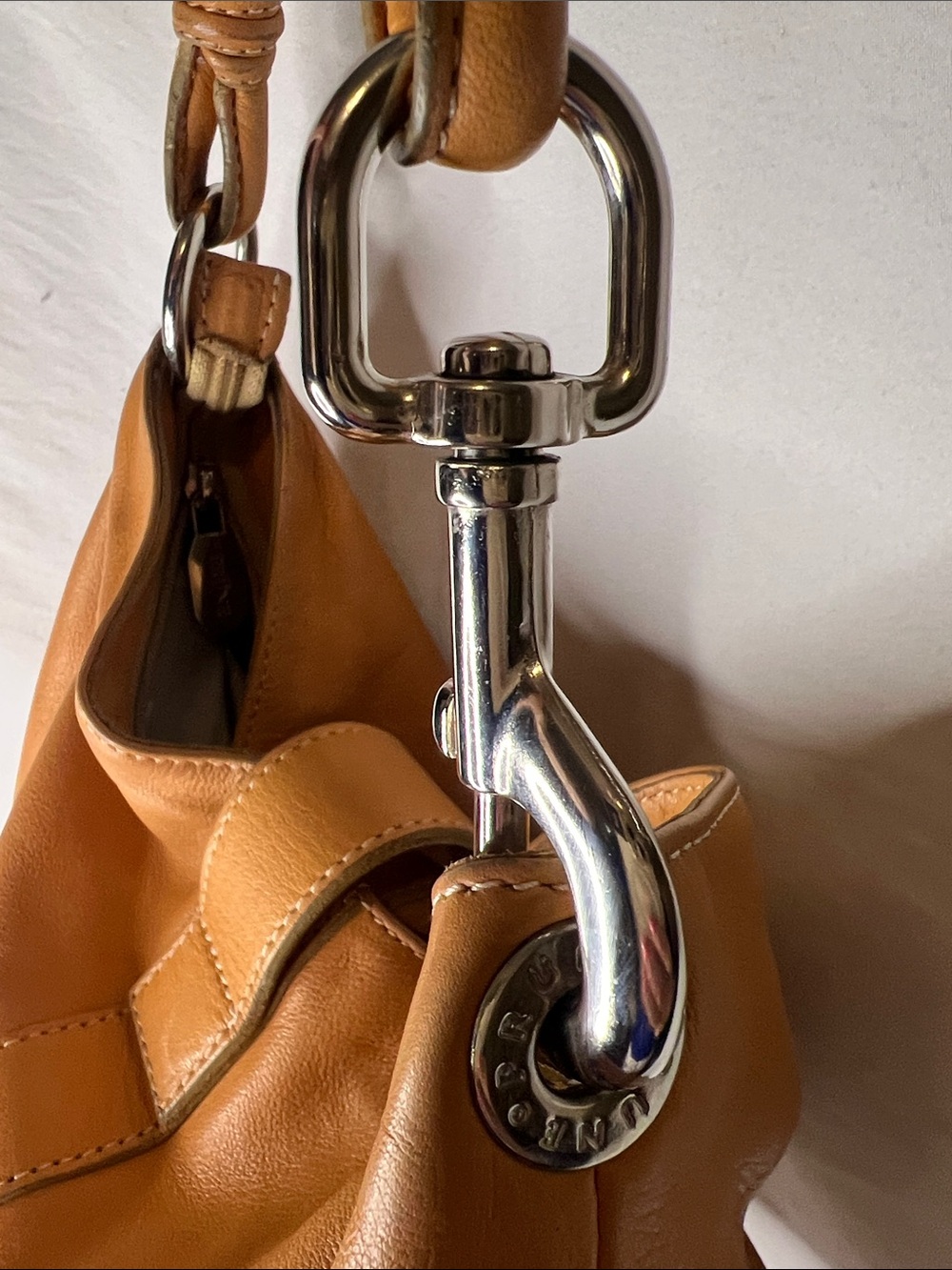Prune Camel Color Leather Shoulder Bag - Picture 9 of 16